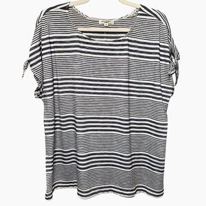 Max Studio Womens Short Sleeve Nautical Preppy Coastal Striped Top Shirt Size 1X